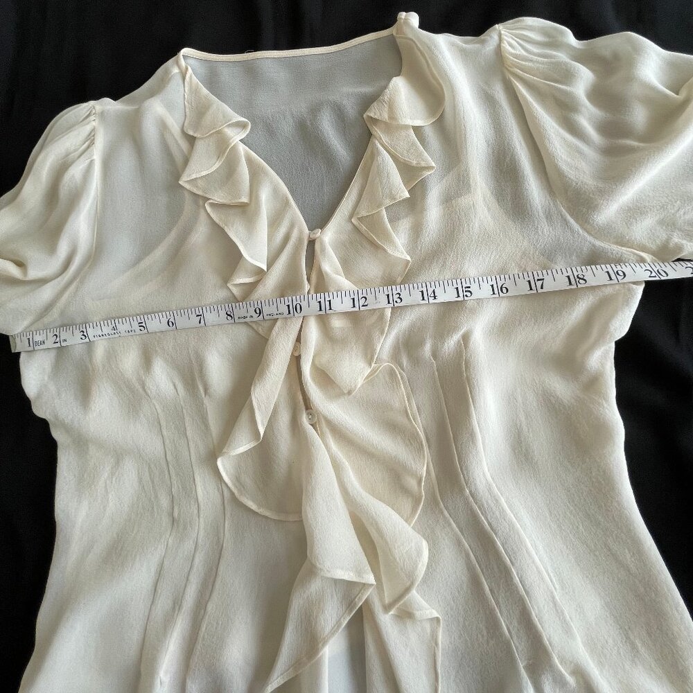 VALERIE STEVENS dark Ivory/cream 100% silk chiffon blouse a cami - Picture 3 of 8